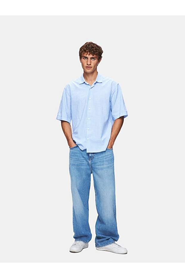 Relaxed Boxy Fıt Mavi Gömlek - 1