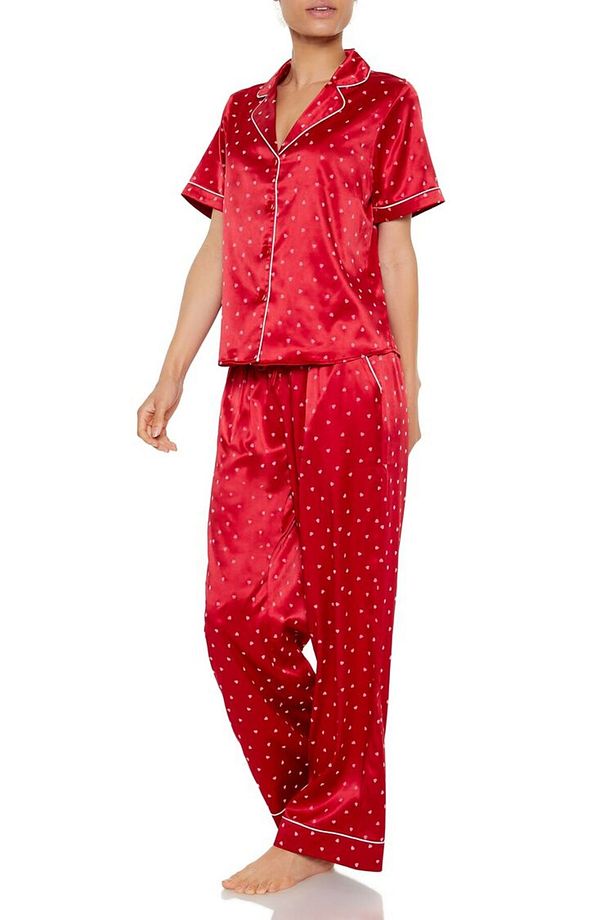 Kalp Desenli Gömlek ve Pijama Altı Takımı - 5
