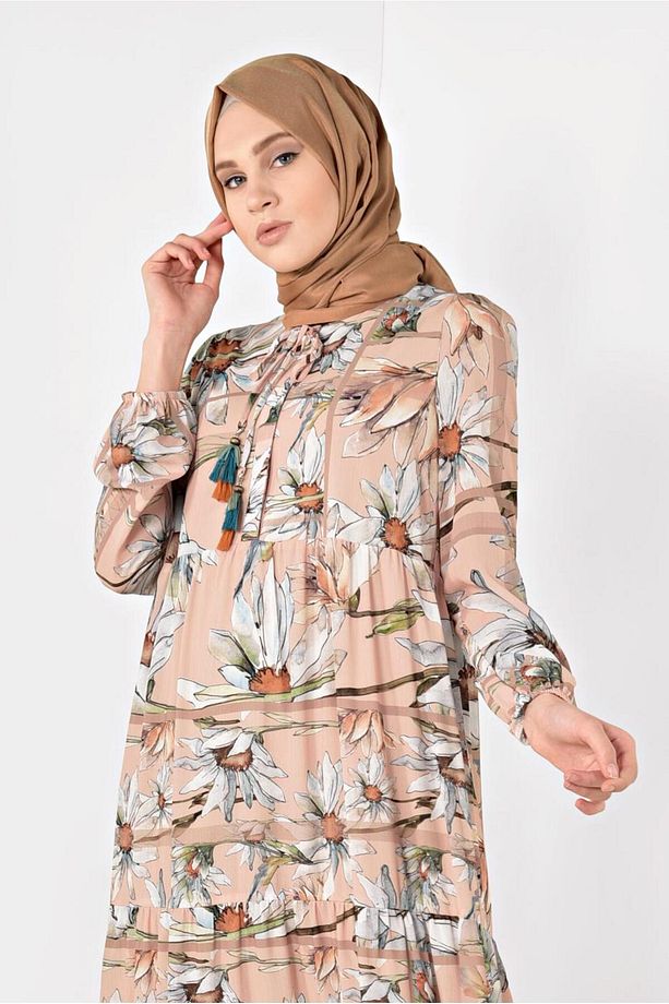 ÇİÇEK DESENLİ SALAŞ ELBİSE 4932 - 1
