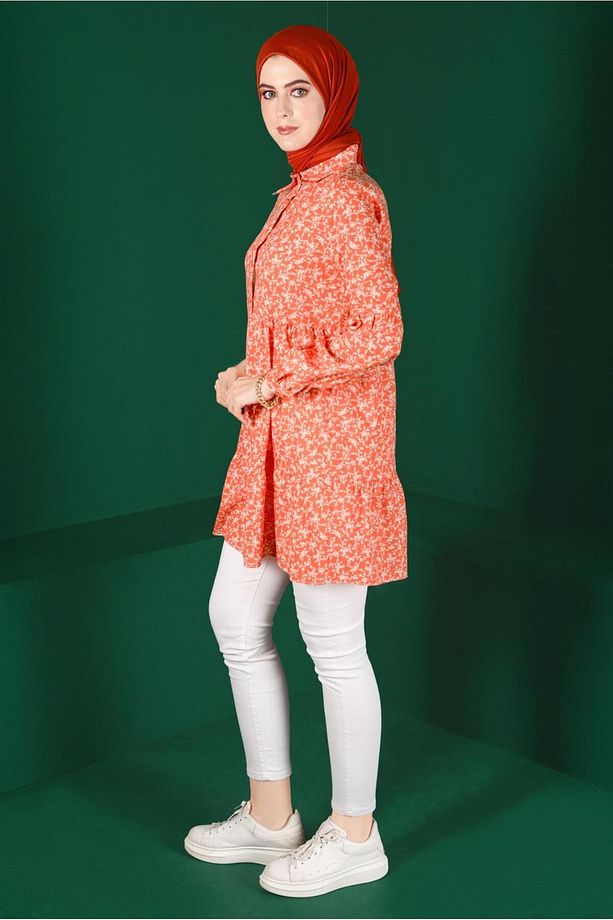 Çiçek Desenli Düğmeli Tunik 42876 - 2
