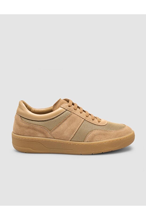 100% Genuine Leather Suede Tan Women's Sports Shoes