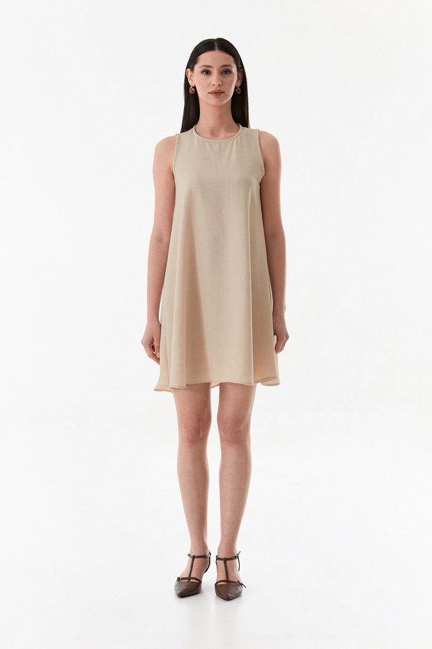 Basic Bisiklet Yaka Oversize Elbise - 8