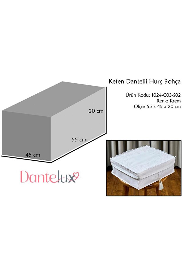 Keten Dantelli Hurç Bohça - 4