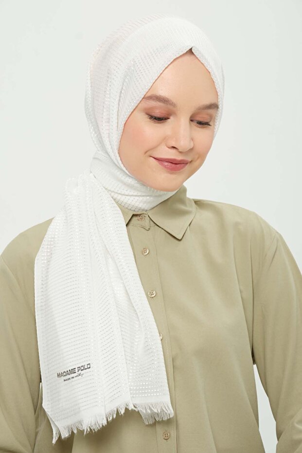 Petonya Shawl Off-White Wrinkle-Free Non-Sweating Thin Daily Shawl 75X180 cm