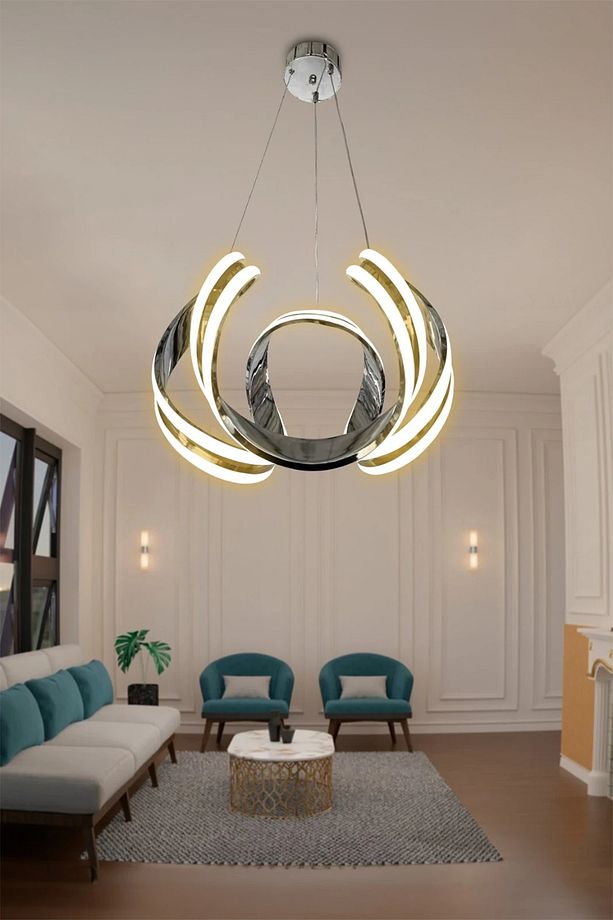 Dron Çift Yönlü Sırt Led Avize - 3 Renk Kumandasız Krom - 2