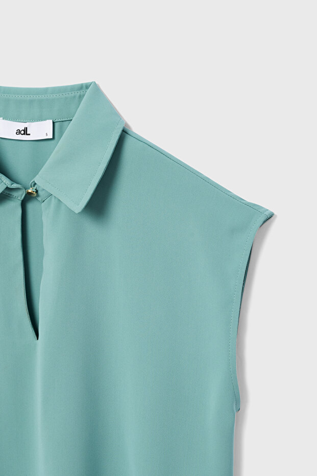 Yakalı Kolsuz Bluz - 9