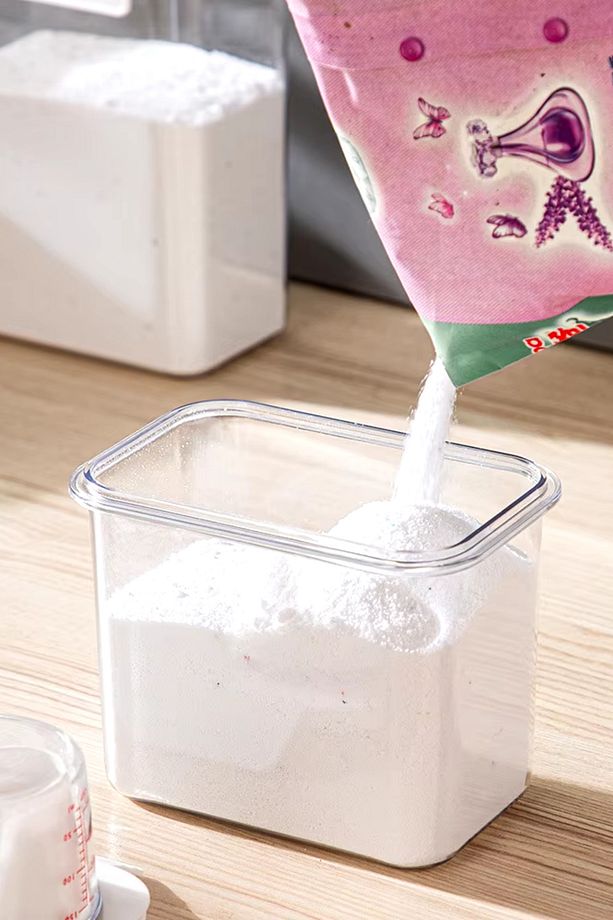 2 Adet Sızdırmaz Depolama Sıvı Toz Deterjan Erzak Saklama Kutusu- Ölçekli Deterjan Kutusu 1100 ml - 5