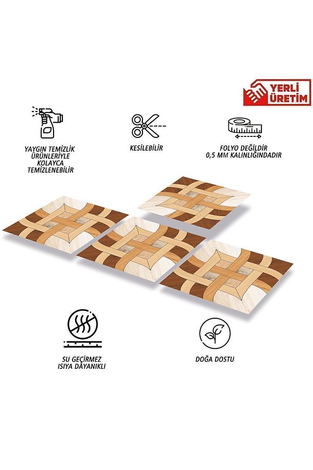 Kendinden Yapışkanlı Ahşap 010 Desenli Pvc Karo 30x30 Cm (33 ADET) 3m2 - 2