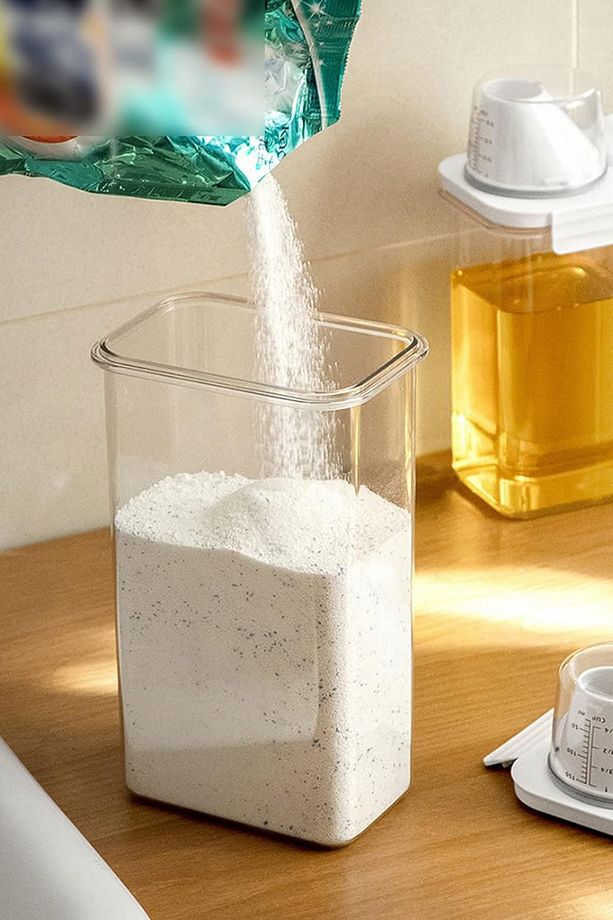 2 Adet Sızdırmaz Depolama Sıvı Toz Deterjan Erzak Saklama Kutusu- Ölçekli Deterjan Kutusu 2300 ml - 4