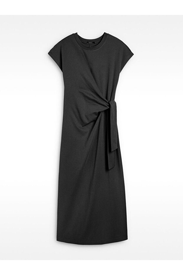 Fiyonklu Drapeli Elbise - 2