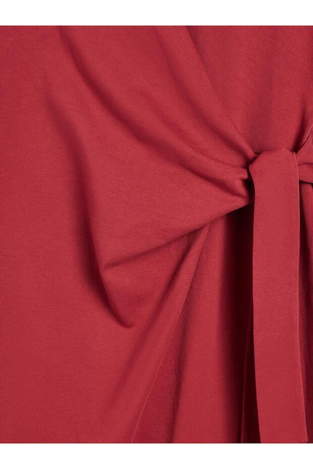 Fiyonklu Drapeli Elbise - 8