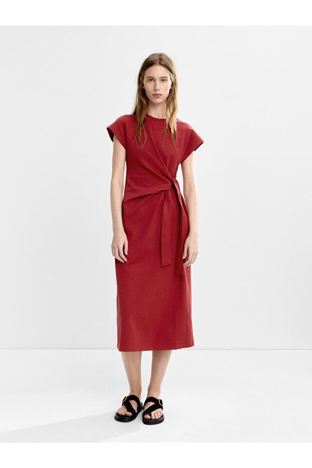 Fiyonklu Drapeli Elbise - 3