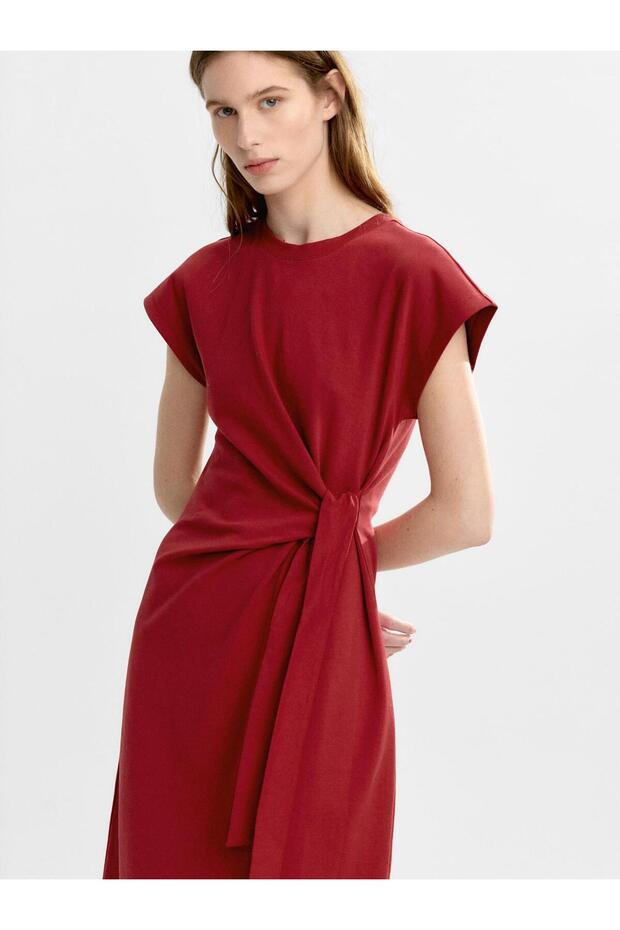 Fiyonklu Drapeli Elbise - 7