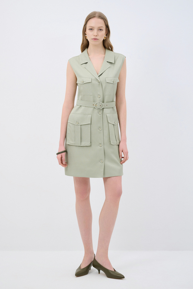 Körüklü Cepli Elbise - 4