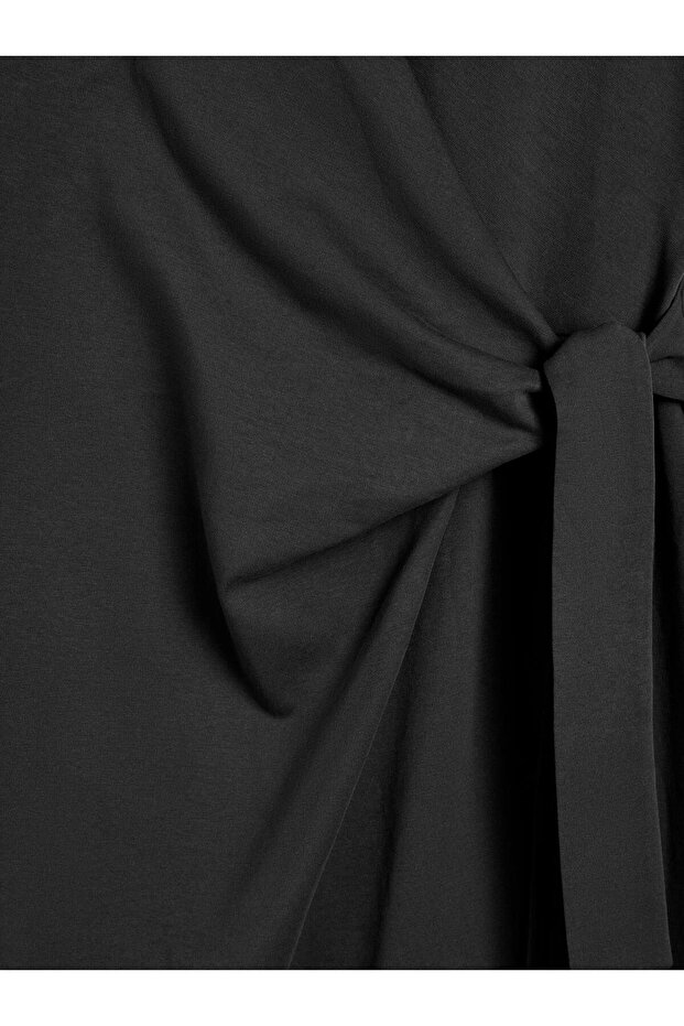 Fiyonklu Drapeli Elbise - 7