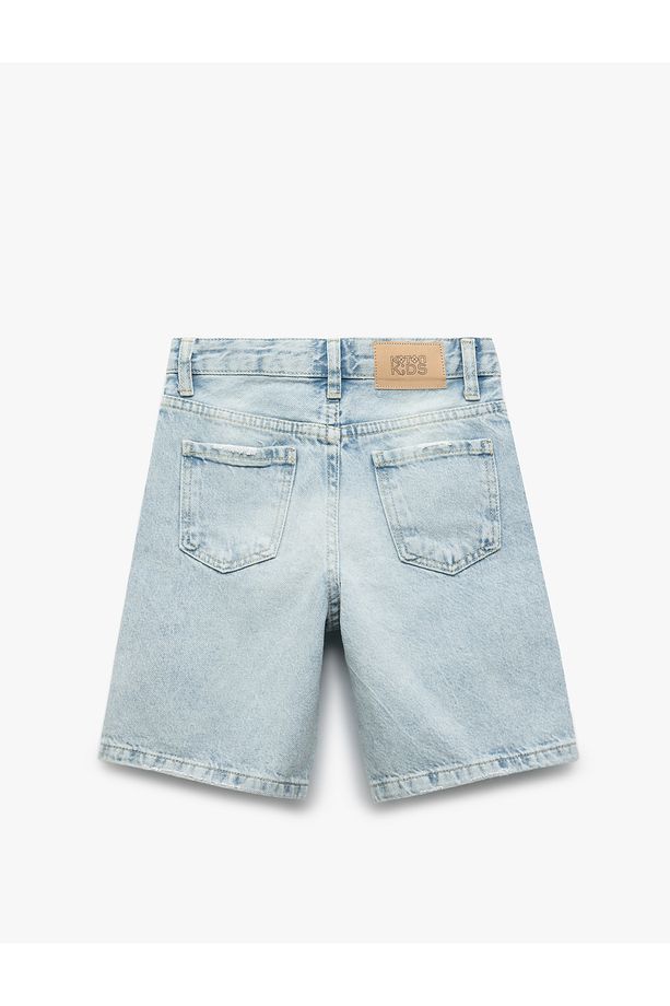 Pamuklu Regular Fit Denim Kapri Şort - 2