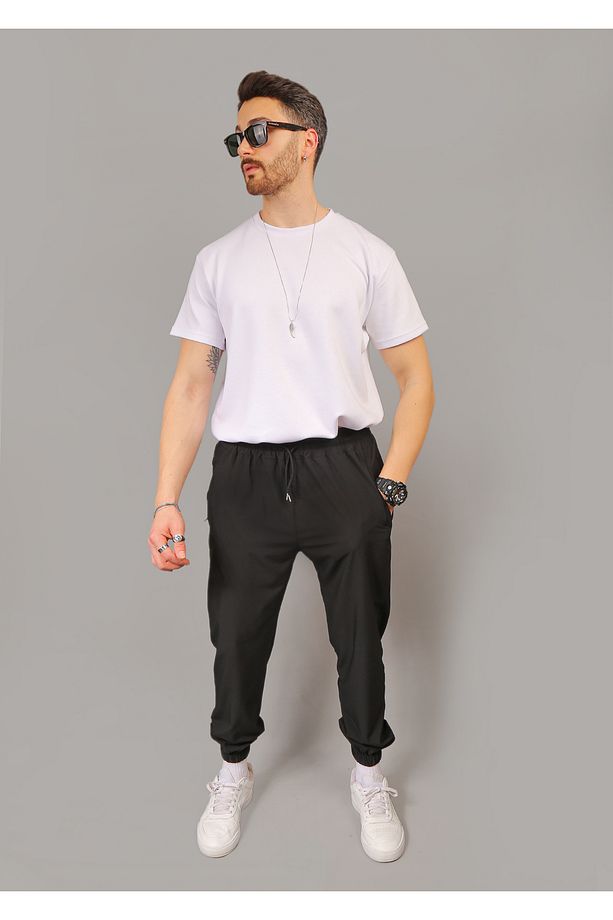 Paraşüt Kumaş Regular Fit Paça Lastikli Cep Fermuarlı Eşofman Altı - 2