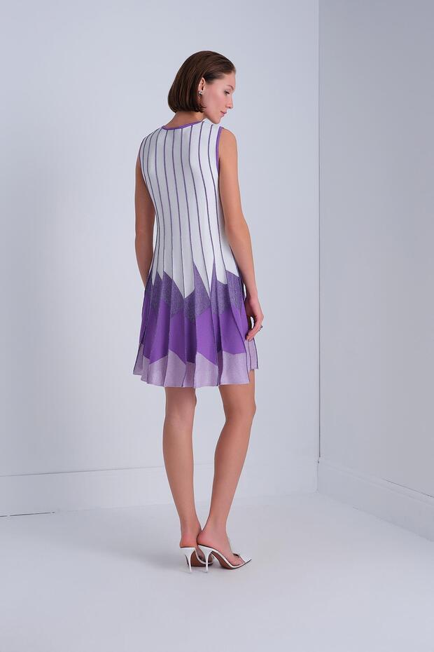 Etek Ucu Pileli Mini Elbise - 6