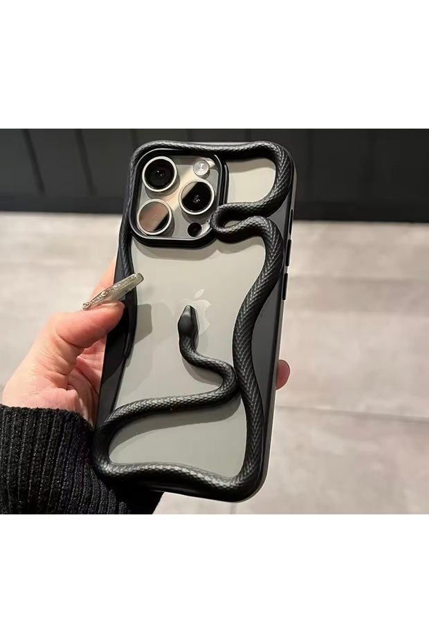 حافظة سيليكون بتصميم ثعبان ثلاثي الأبعاد متوافقة مع هاتف Apple IPHONE 16 PRO MAX - 5