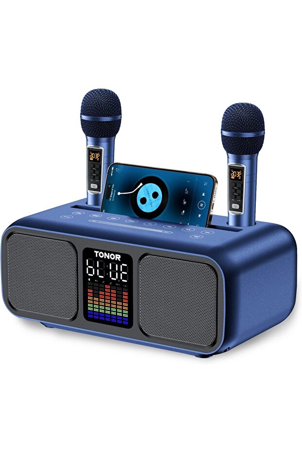 Karaoke Machine – Bluetooth Speaker with 2 Wireless Mics & LED Lights for Parties & Events