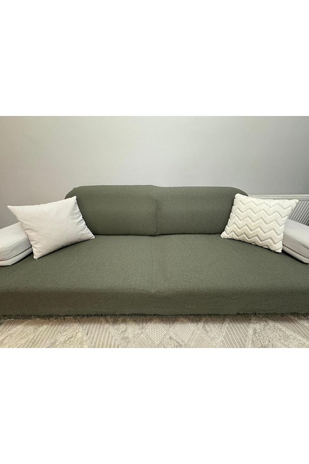 Modern Çok Amaçlı Pike & Koltuk Örtüsü - Haki - 7