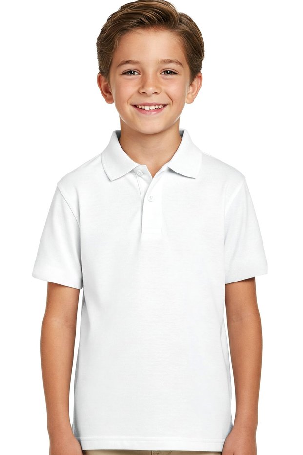 Polo Neck Short Sleeve White Lacoste School T-Shirt