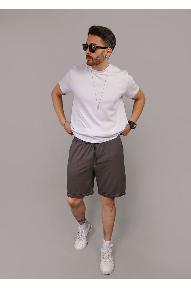 Unisex Penye Regular %100 Organik Pamuk Cepli Yazlık Şort - 3