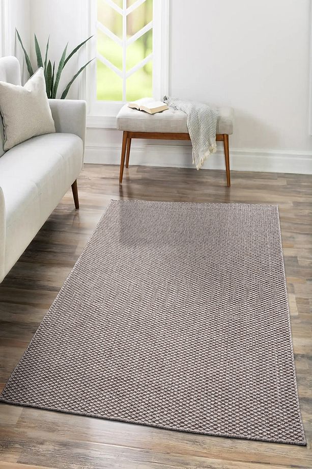 TM-01 Sisal Jut Hasır Model Tek Renk Dokuma Yıkanabilir Toz Vermez  Halı Vizon - 1