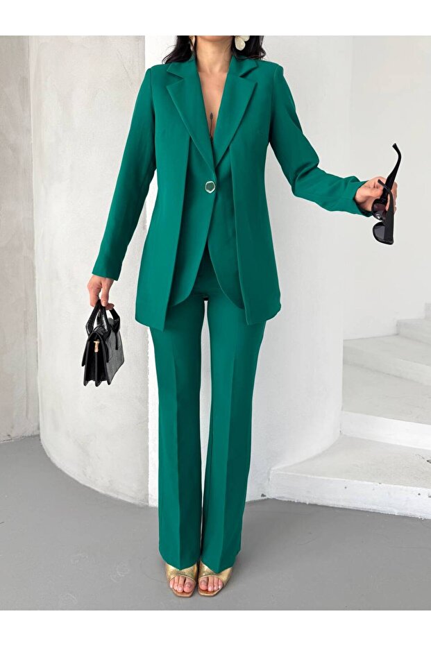 “Women's Two-Piece Set - Blazer Jacket and High Waist Pants Two-Piece Set”