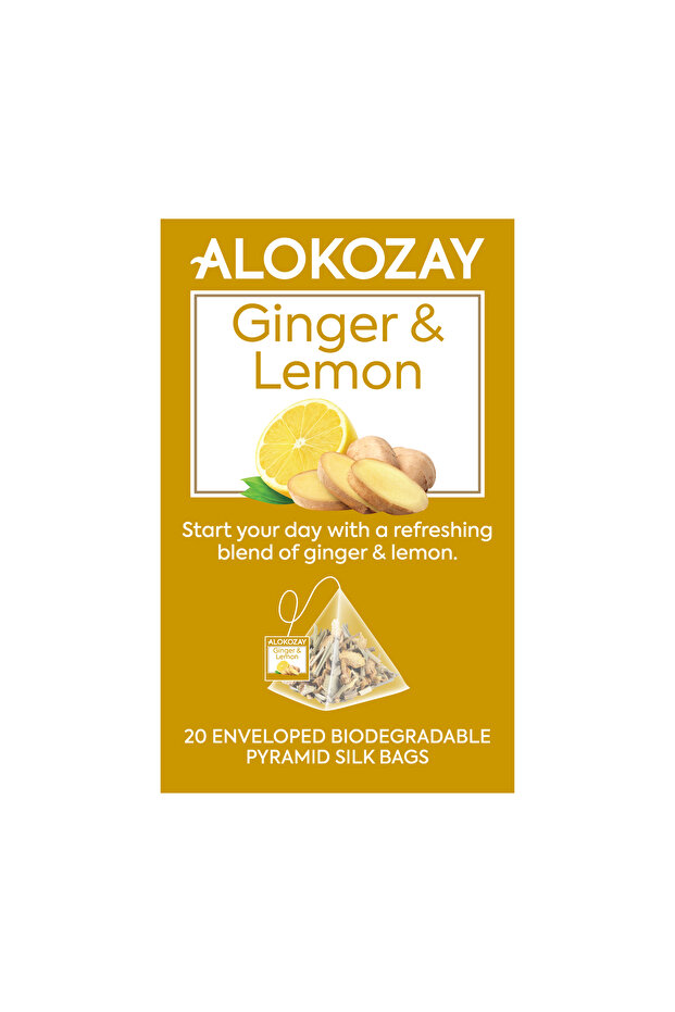 Ginger & Lemon Tea - 20 Silken Pyramid Tea Bags (Biodegradable)