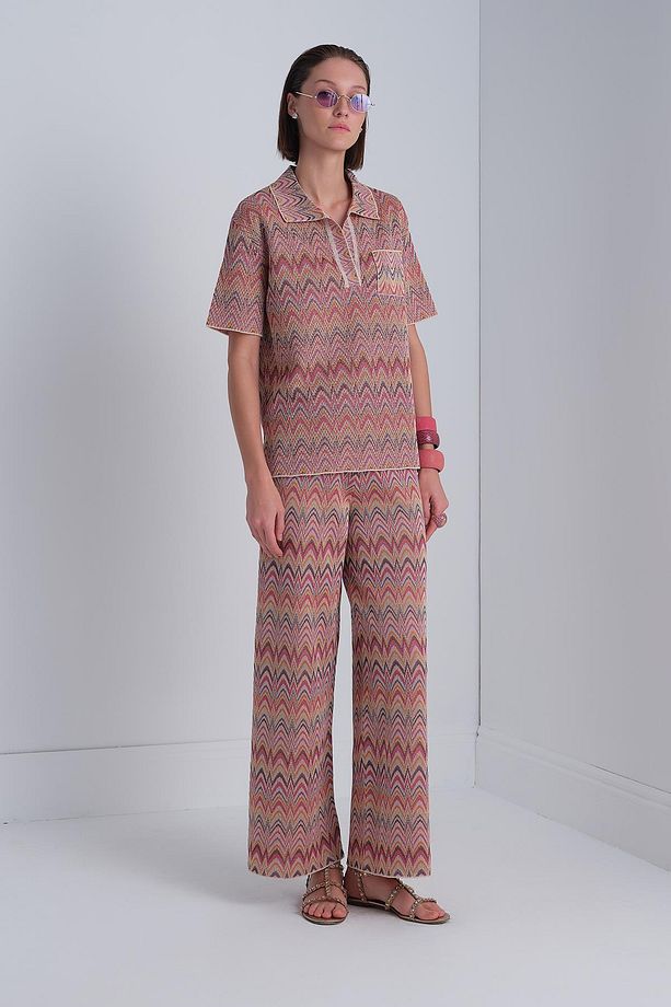 Zikzak Desen Bol Paça Multi Pantolon - 5