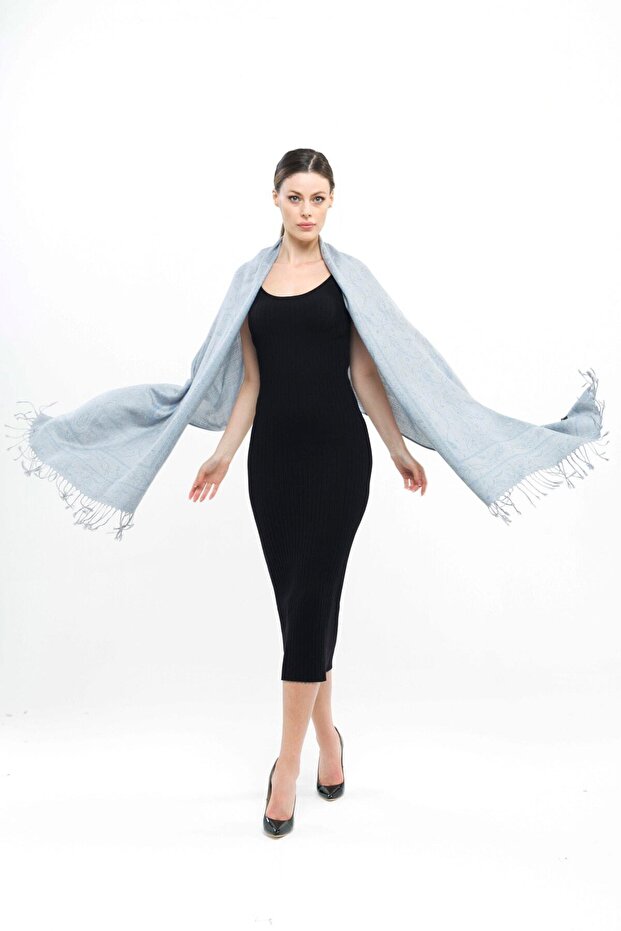 شال - رمادي - خالي من البوليستر - 1