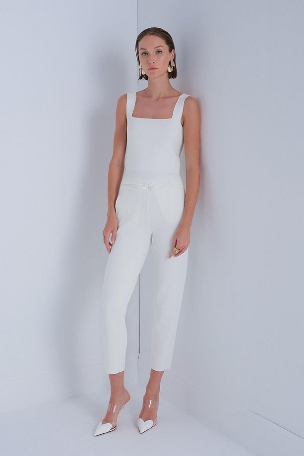 Kare Yaka Ekru Crop Top - 2