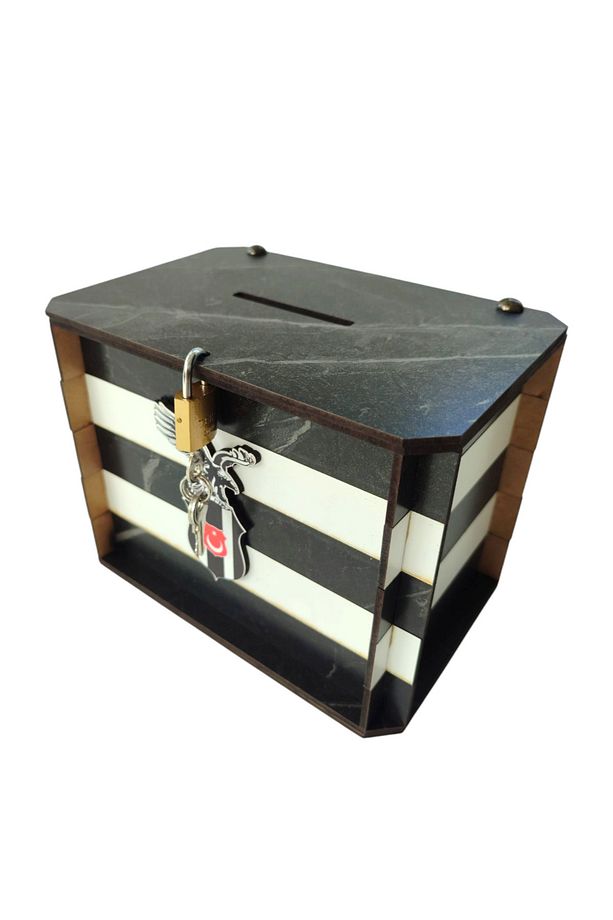 Kumbara - Parabox Ahşap Tip Box Taraftar (SİYAH-BEYAZ) - 3