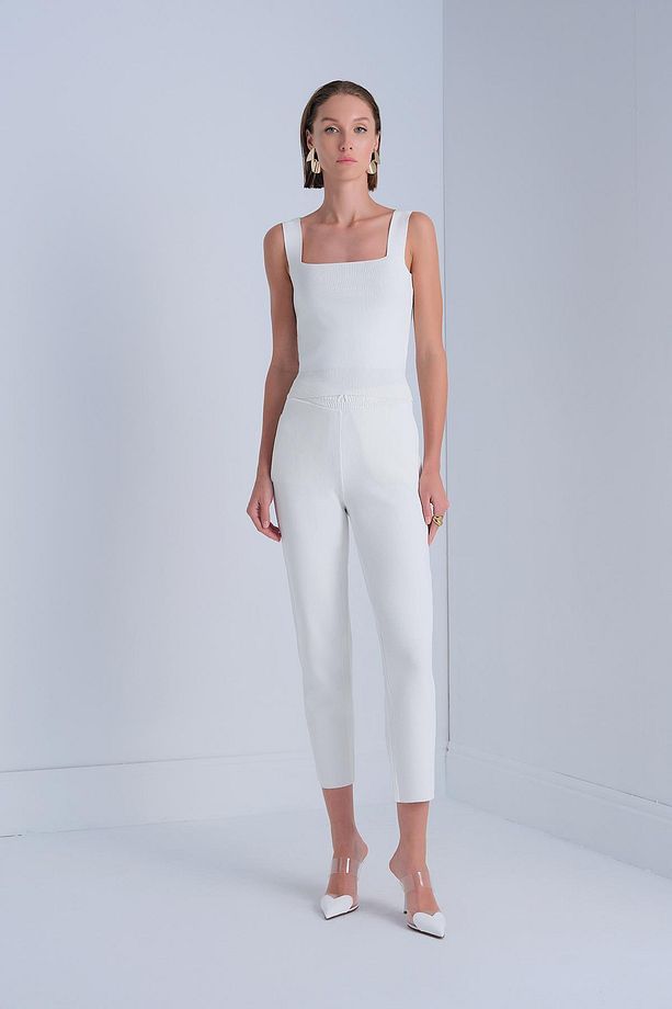 Kare Yaka Ekru Crop Top - 3