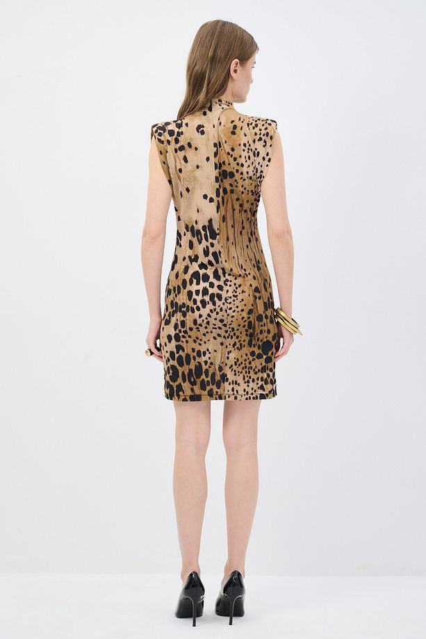 Leopar Desenli Örme Elbise - 7