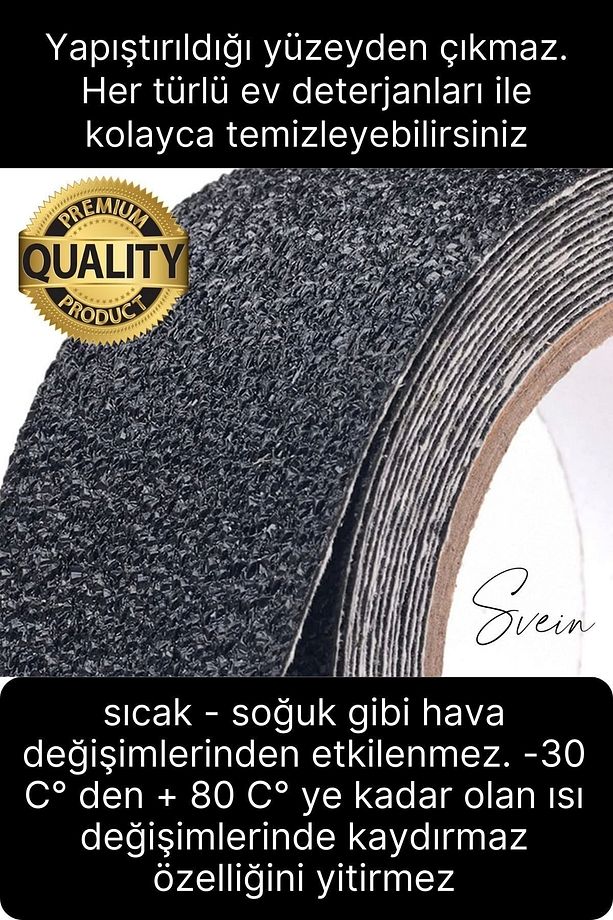 Premium 25mm x 15mt Siyah Kaydırmaz Bant Yapışkanlı Merdiven Basamak Zemin Güçlü Tutunabilen Halı - 2