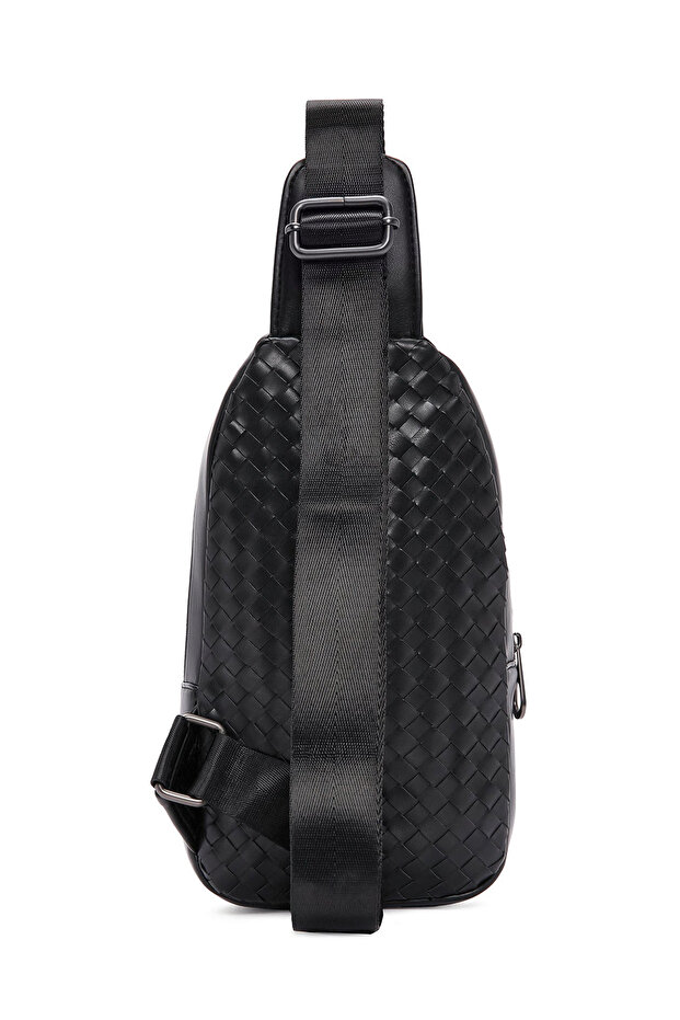 Erkek Siyah Örgü Çapraz Çanta 23wbd310829 - 3