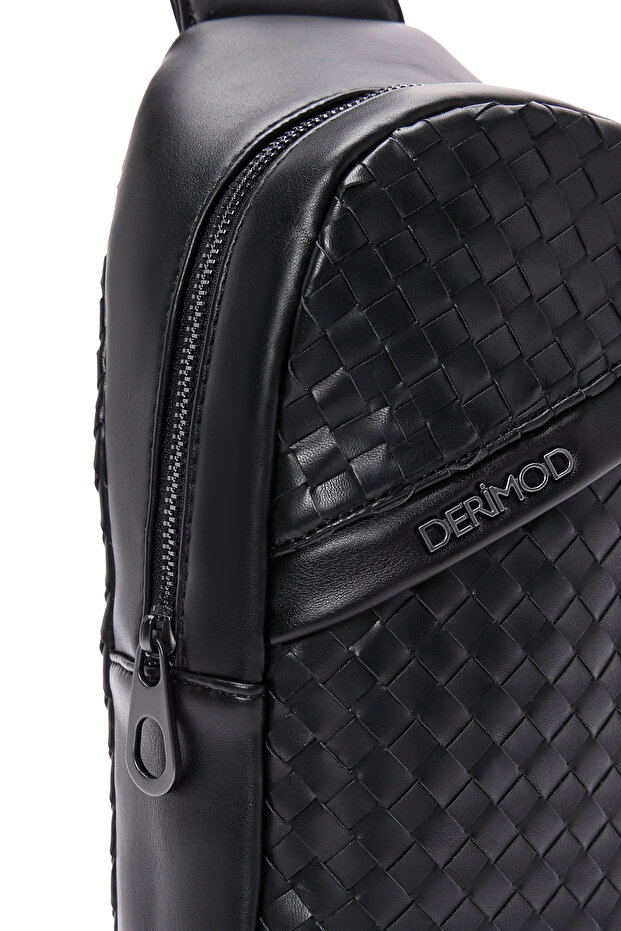 Erkek Siyah Örgü Çapraz Çanta 23wbd310829 - 6