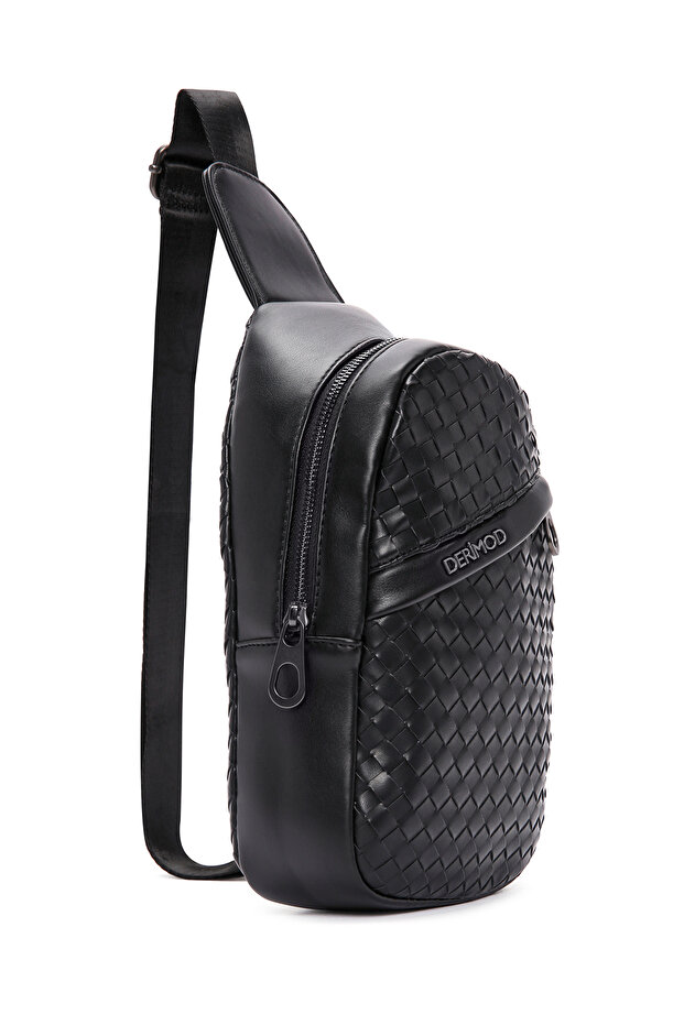 Erkek Siyah Örgü Çapraz Çanta 23wbd310829 - 4
