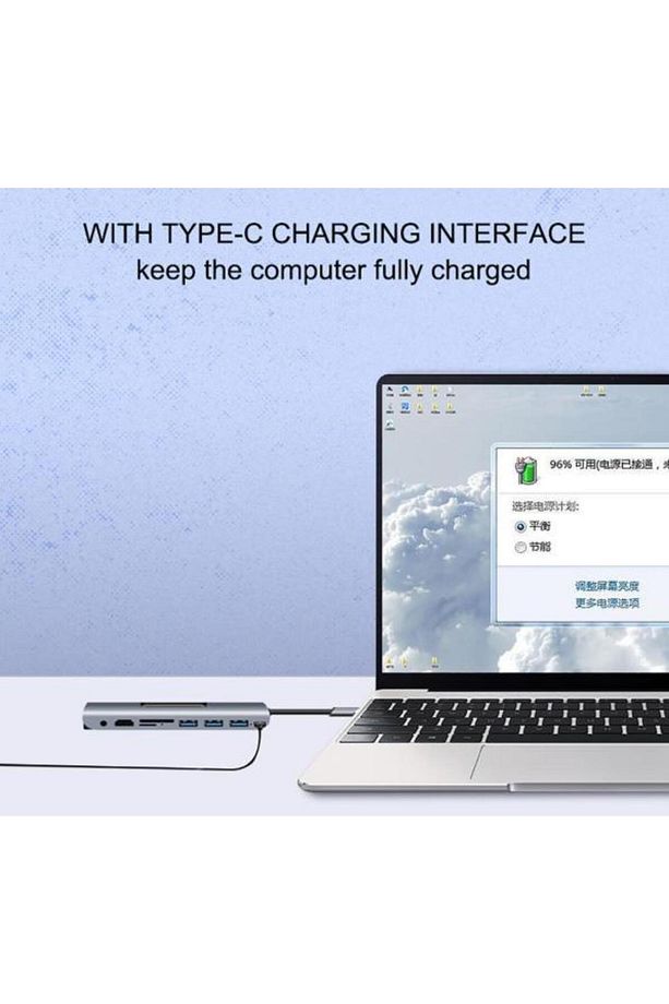 Type-c 9in1 4k Hdmi Vga Micro Sd Tf Kulaklık 3 Usb Şarj Girişli - 4