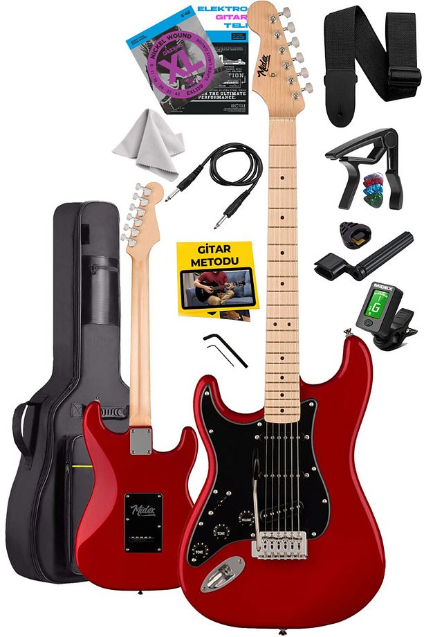 RPH-31RD Solak Elektro Gitar Seti Maple Klavye Strat Kasa SSS Manyetik - 3