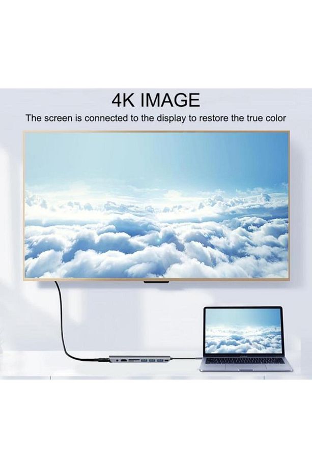 Type-c 9in1 4k Hdmi Vga Micro Sd Tf Kulaklık 3 Usb Şarj Girişli - 5