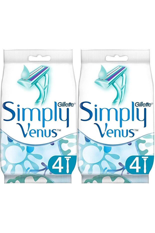 Simply Venus 2 Disposable Women's Razor Set of 8 (2Pk*4)