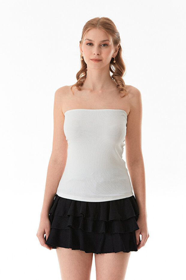 Basic Yanları Drapeli Straplez Büstiyer - 6