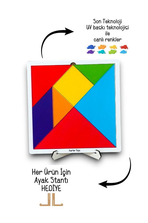 Tangram, Mega Boy Ahşap Tangram, 7 Parça Ahşap Zeka ve Strateji Oyunu, - 8