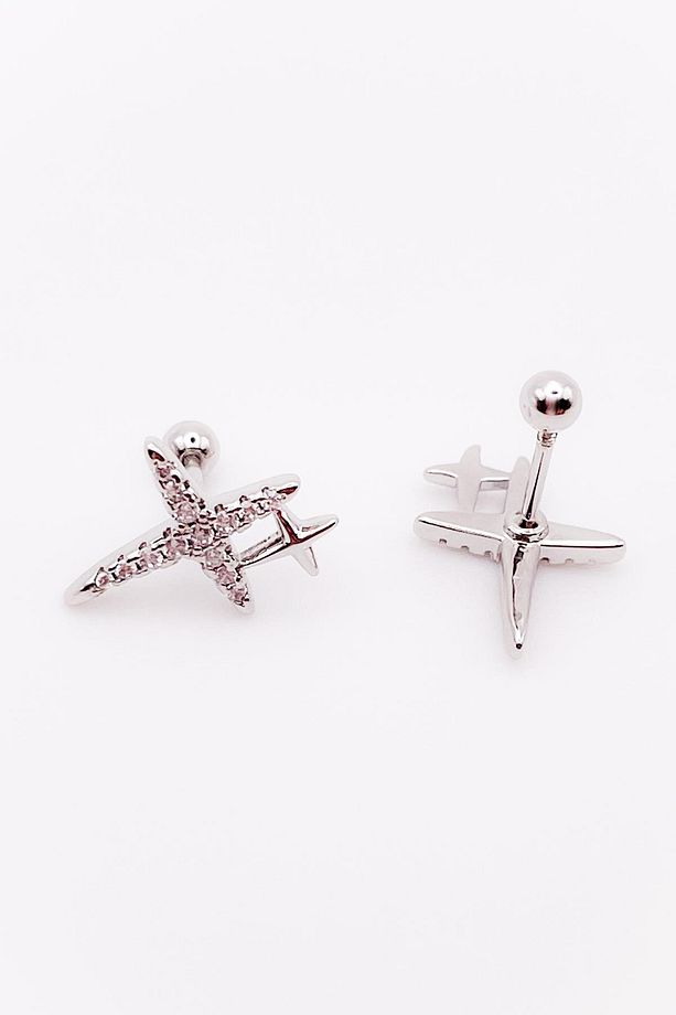 Cerrrahi Çelik Zirkon Taşlı Çift Haç Tragus Helix Piercing (1adet) - 5