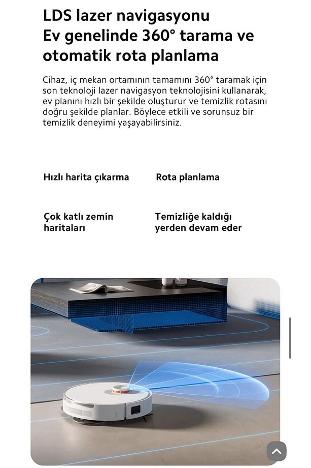 Akıllı Robot Süpürge Halı Tanıma ve Mop Kaldırma Özelliği 6000PA Yüksek Çekim Gücü S20PLUS - 7