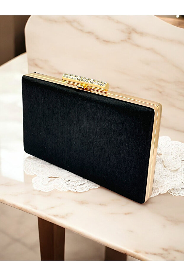 Black Color Non-Marking Glitter Satin Women's Evening Dress Bag