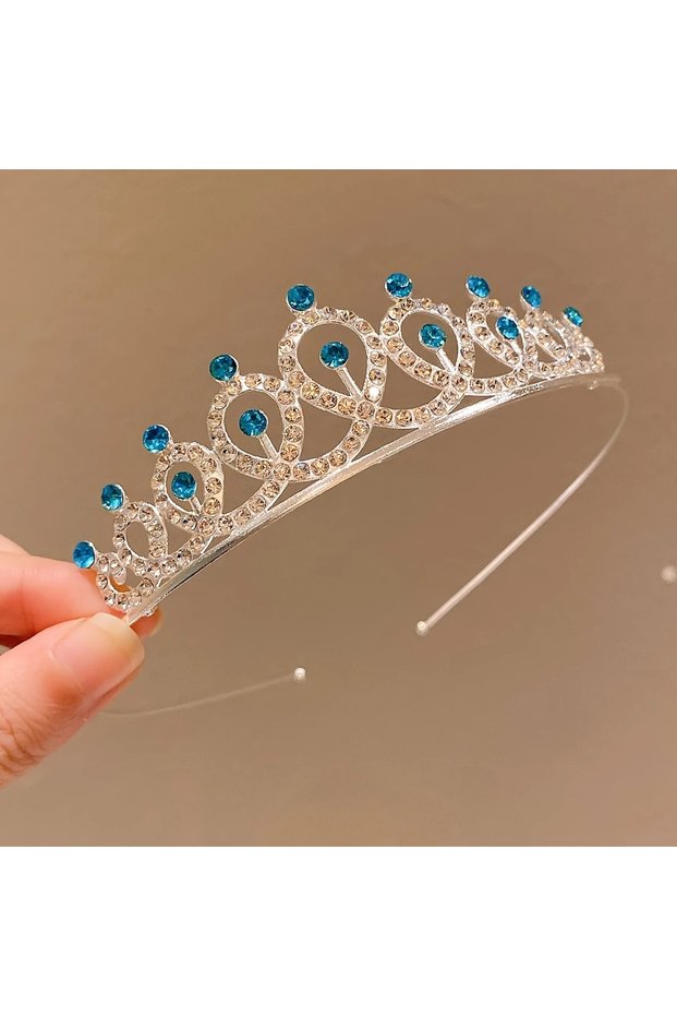 Saşa Lemon Loveo Stylish Alloy Crown - Perfect for Parties & Fashion Shows, Blue Color Crown